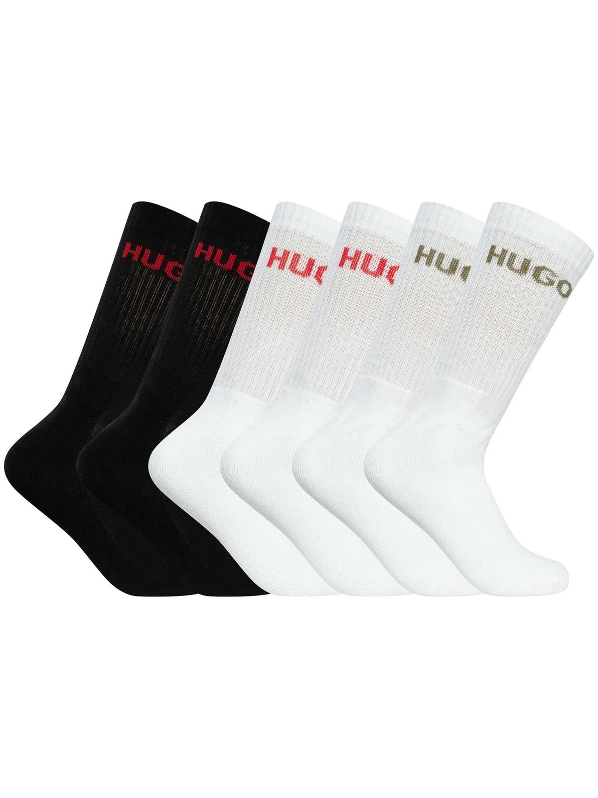 HUGO Men's 6 Pack Logo Quarter Socks, Multicoloured