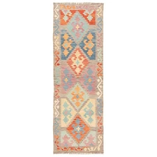 Kelim Afghan 263X83 Cm Handwoven Oriental Rug Kilim Wool Carpet Runner Yellow