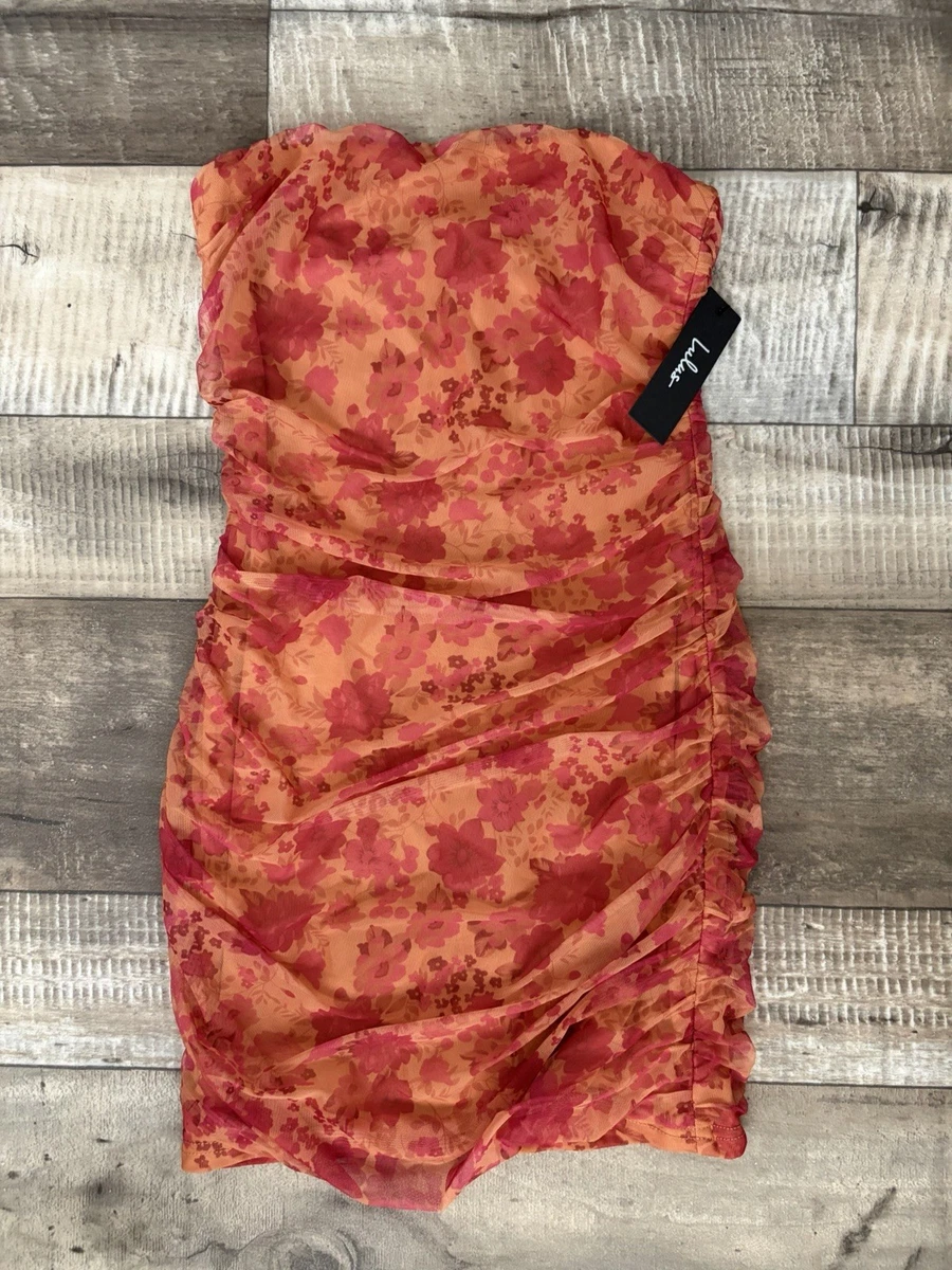 red abstract printed plunge cowl mesh bodycon dress ASOS DESIGN mesh plunge halter midi dress with wrap skirt in abstract red  and blue print