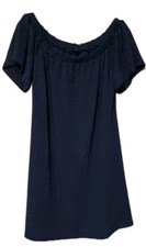 Ladies Navy Allover Sparkle Bardot Style Dress Size 14