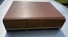 Vintage Audio Cassette Tape Storage Box Case Three Drawer Faux Wood 42 Slot