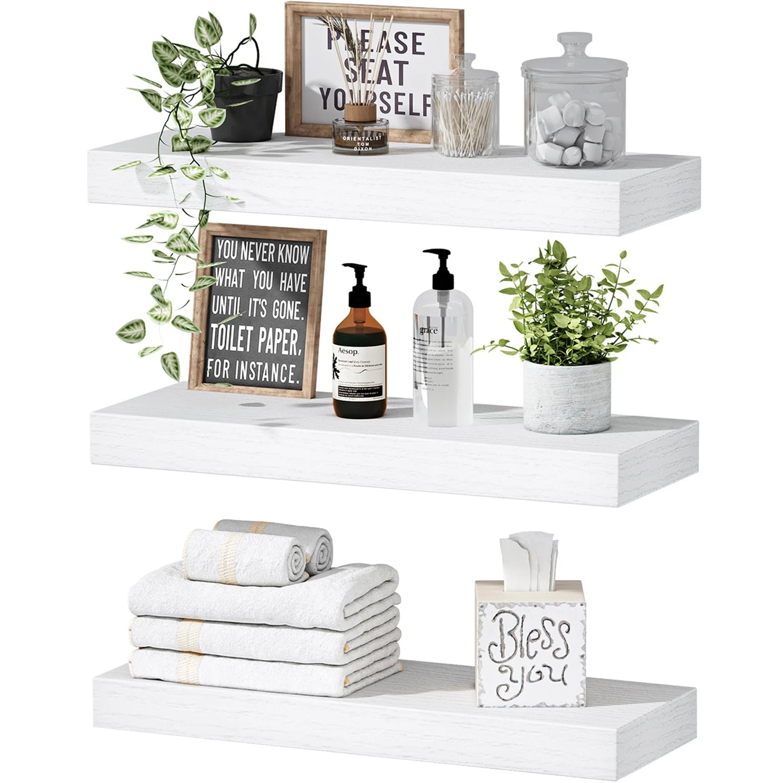 QEEIG Floating Shelves for Wall Bathroom Shelf Bedroom Kitchen Living Room