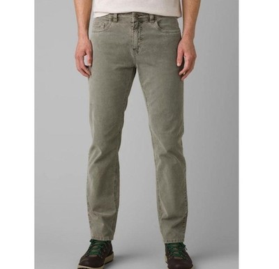 Prana Sustainer Pants 40X29 Corduroy Slim Fit 5-Pocket Organic Cotton Rye Green