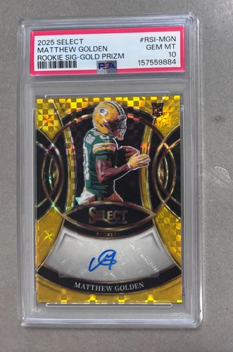 2025 NFL Select Matthew Golden Gold Prizm Auto /10 PSA 10 #RSI-MGN
