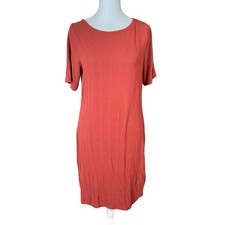 Old Navy Womens Large Bodycon Dress Fox Rust Red Short Sleeve Scoop Back Mini