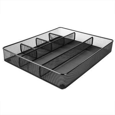 Metal Mesh Desk Organizer with 6 Compartments, Anti-Slip Pen Holder Storage Tray