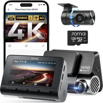 70mai A810S Dual 4K Dashcam mit Night Owl Vision, 2 Kameras
