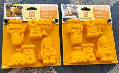 Set of 2 Siliko Mart Silicone Baking Molds, Happy Toys, HSF-05A, Italy, NEW