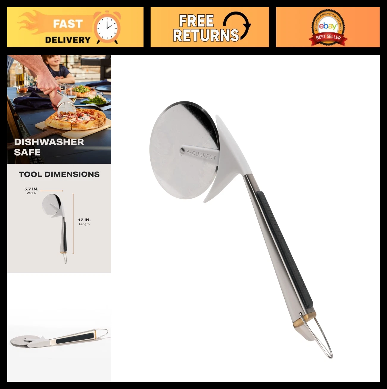 Ultra-Sharp Pizza Cutter Wheel - Heavy-Duty Stainless Steel, Ergonomic Handle, N
Opens in a new wind