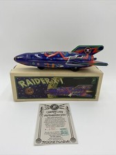 OLD METAL TIN ROCKET SHIP RAIDER X-1 FRICTION SPACE TOY     C6
