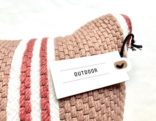 Hearth Hand Magnolia Stripe Oblong Outdoor Lumbar Pillow Dusty Rose Pink 14 x 20 - Picture 6 of 10