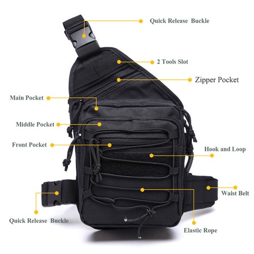 Tactical Chest Bag Gun Holster Pouch Shoulder Bag Chest Pack for Outdoor Hunting - Picture 3 of 16