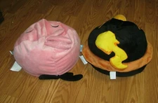 2 Angry Birds Lot Bomb Bird Black Bird Stella Bird Large Bean Bag Plush 13”