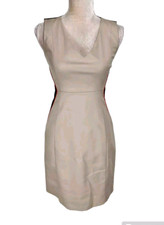 T.TAHARI Womens Sheath Knee Length Dress Size 2 Beige Color Block V-Neck E8P