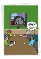 1 Funny Birthday Card with Envelope - Cat Video Conference C9316BDG