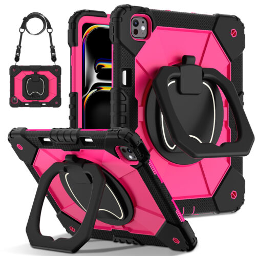 For iPad Pro 13/11/Air 13/11 2024 Shockproof Silicone+PC Handle Stand Strap Case - Picture 59 of 106