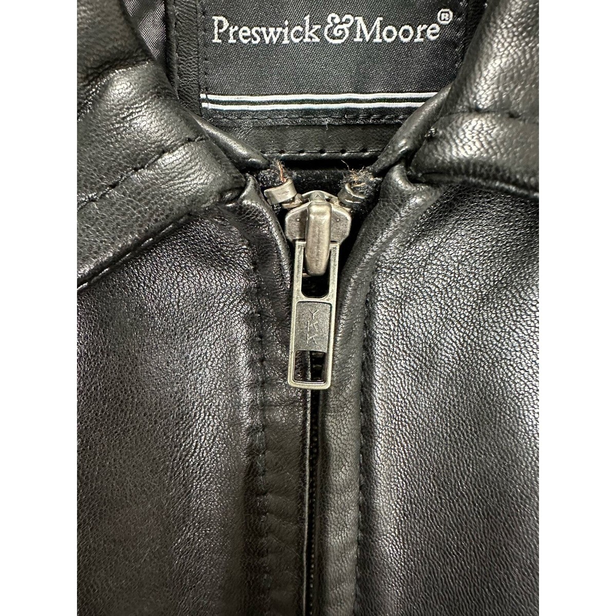 Preswick & Moore Women's Y2K Black 100% Leather Full Zip Jacket
