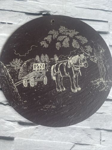Lot Of 4 Vintage circular wall plaque horse scene slates - Picture 5 of 8