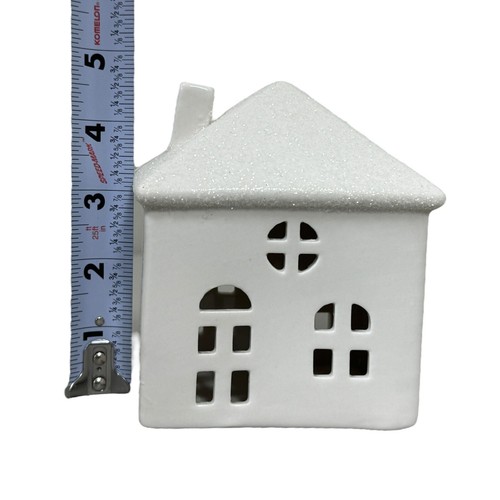 Ceramic Winter Village Houses White Christmas Houses Set of 4 Snowy Roof - Picture 5 of 8