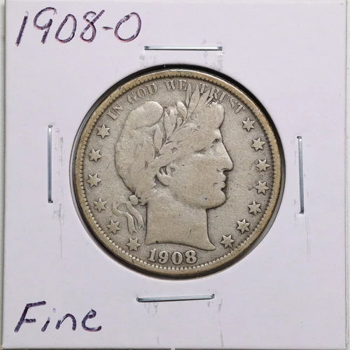 1908-O 50C Barber Liberty Head Half Dollar in Fine Condition #4848