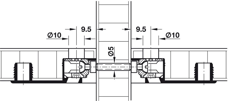 Häfele 20x Gewindehülse M4 Hülsenmutter Verbindungshülse Stahl Gewindemuffe - Bild 3 von 4