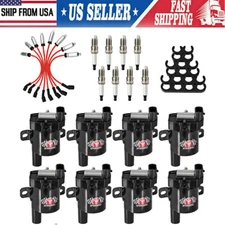 8 Pack Ignition Coil & Spark Plug Wire & Spark Plugs For Chevrolet GMC Yukon