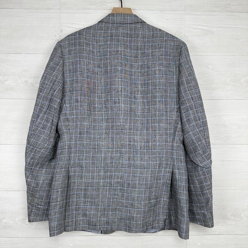 Banana Republic Sports Coat Blazer Men 42R Tailored Fit Gray Glen Plaid Linen - Picture 6 of 16