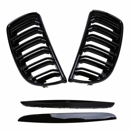 Gloss Black Front Kidney Grill Grille Bumper For BMW 3-Series E90 E91 2006-2008 - Picture 3 of 7
