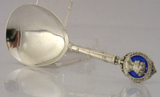 ENGLISH STERLING SILVER ENAMEL KING GEORGE VI CORONATION ROYAL CADDY SPOON 1936