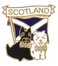 Scotland Terrier Dogs and Saltire Enamel Lapel Pin Badge T1071