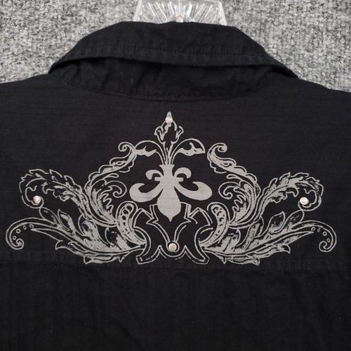 Guess Button Up Shirt L Large Black Long Sleeve Grunge 2000s Y2K - Picture 12 of 13
