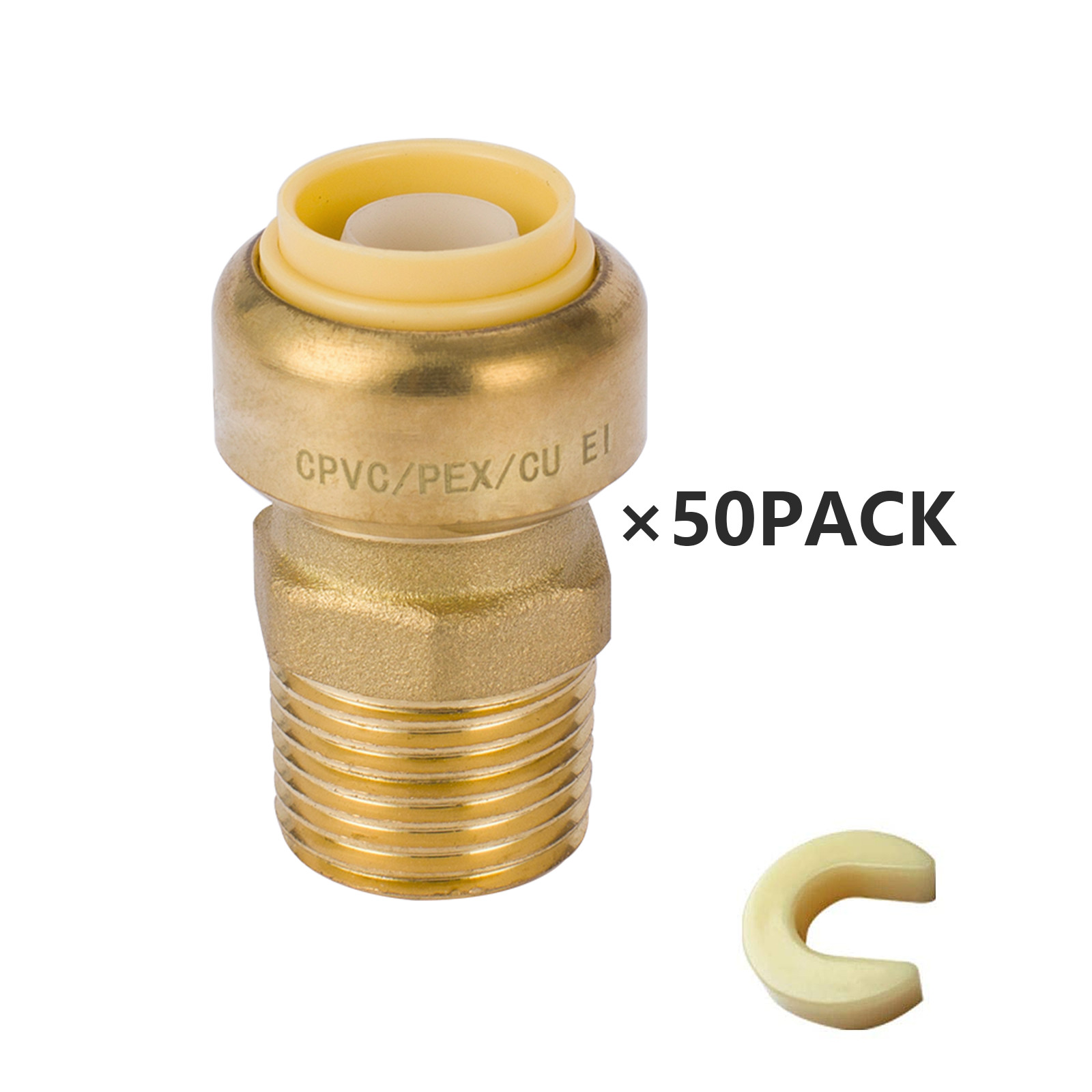 EFIELD (2 to 100 Packs) 3/4"Push Fit ×3/4"Male Adapter Brass Fitting Lead Free