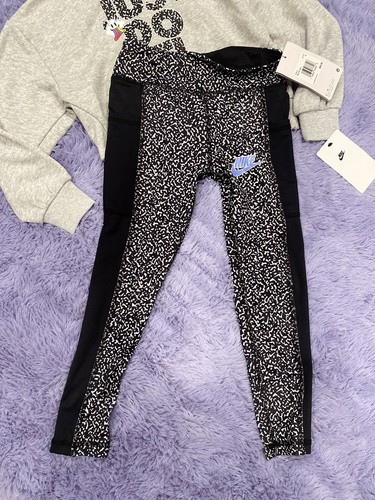 Nike Girl's Cropped Pullover Sweatshirt Pants Leggings 2pc Set Size 6 - Picture 5 of 7