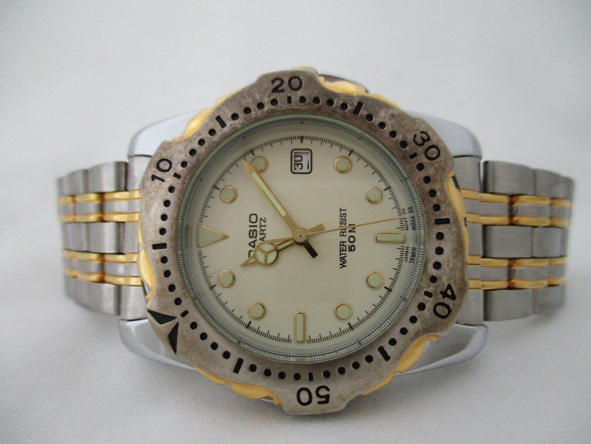 Casio Men's Two Toned Link Band Analog Watch Water Resistant