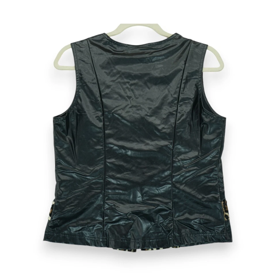 Vintage Steven Paul Women’s Sport Vest Leopard Pattern Full Zip Size M  USA Made - Image 2 of 4