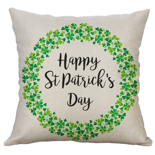 St. Patrick's Day Pillow Cover 18 x18 Green Shamrock Clover Lucky Cushion Case - Picture 10 of 29