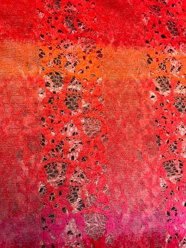 Fabric Lot 1 Yd 18 Ins 54 W Pink Ombré Lace Dress Boudoir Stretch Knit Fabulous - Picture 4 of 6