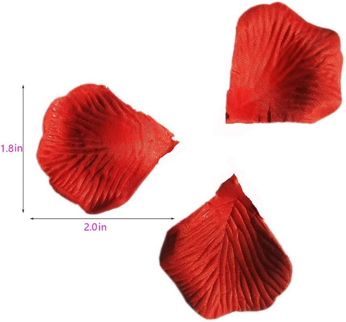 Premium Silk Rose Petals - Wedding Flower Decorations, Parties, 1200 Pcs, Red - Picture 3 of 7