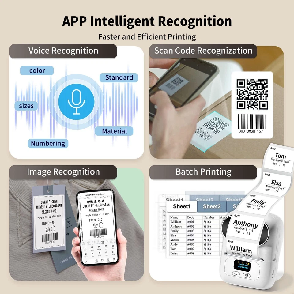 Phomemo M110 Mini Portable Thermal Label Printer Self-Adhesive Label Maker - Image 3 of 4