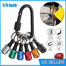 6Pcs 1/4" Hex Shank Quick Release Keychain Screwdriver Drill Bit Holder Bits Set