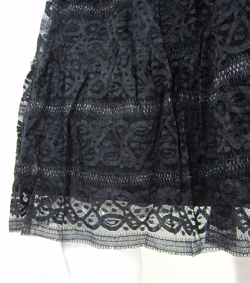 STUDIO M Elastic Waist LACE PEASANT SKIRT SIZE XS SOLID BLACK 051 - Image 2 of 4