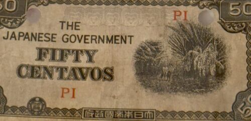 The Japanese Government Fifty (50) Centavos Paper Money WWII P1 Japan Vintage