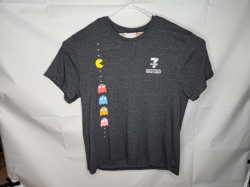 7-Eleven PacMan Kurzarm T-Shirt Erwachsene 2X grau 100% Baumwolle