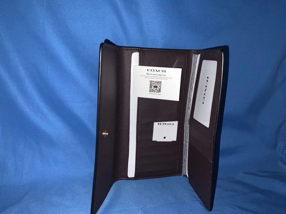 COACH Tri-Fold Slim Wallet NWT - C5966 - Brown/Black - Изображение 3 из 4