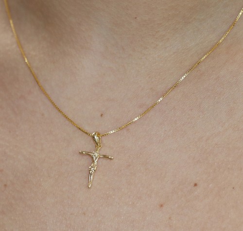 collana ciondolo croce tutto vero argento 925 bagno oro giallo bianco crocefisso - Foto 3 di 31