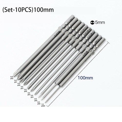 Phillips Screwdriver Bits PH0 PH1 PH2 Long Screw Driver Drill Bit Round Shank S2 - Picture 18 of 19