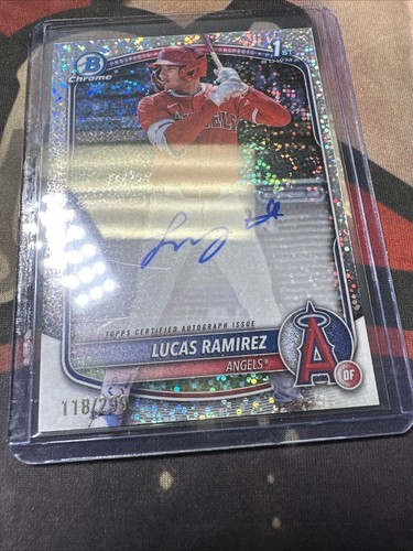 2025 Bowman Lucas Ramirez 1st Auto Chrome Speckle Refractor /299 Angels CPA-LR