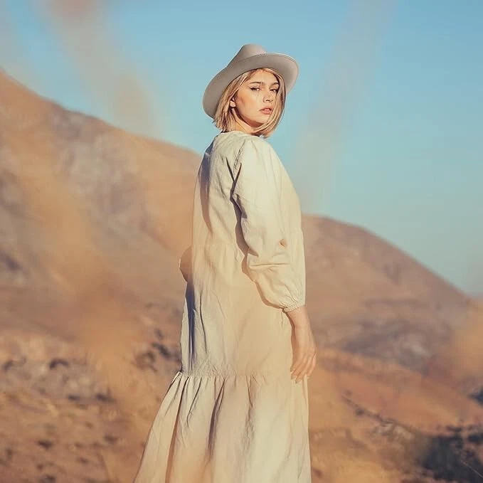 Sombrero de Camino Abierto Sombrero Fedora Sombrero de Fieltro de Lana Pura De Colección 7 3/8-7 1/2 Beige Abierto Foto 2 de 4