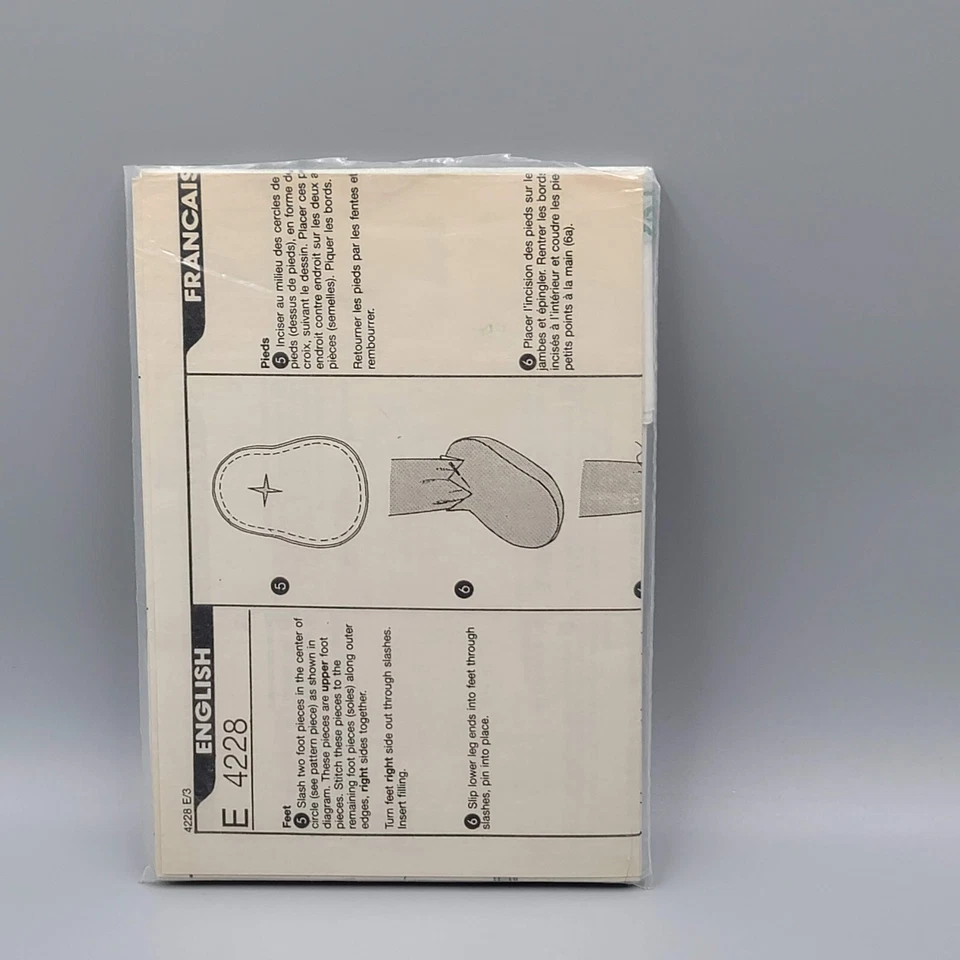 老式BURDA缝纫工艺图案4228小丑娃娃未切割 — 第 4/4 张图片