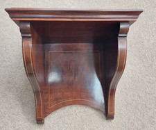 Antique Edwardian inlaid mahogany wall shelf, rectangular clock bracket